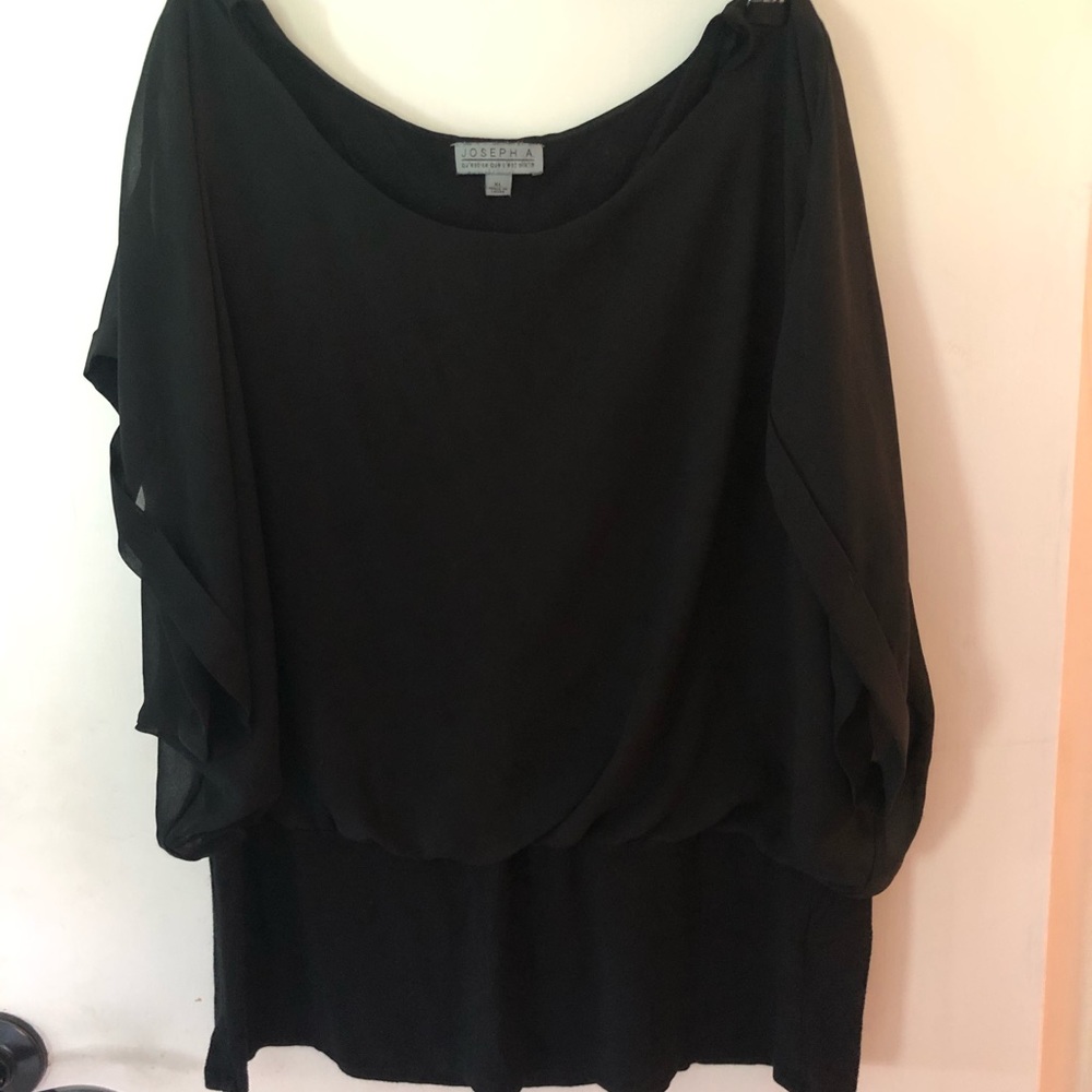 Dolman sleeve sheer top with banded bottom